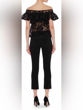 Alexis Black Lace Off-Shoulder Jumpsuit with Ruffle Yoke